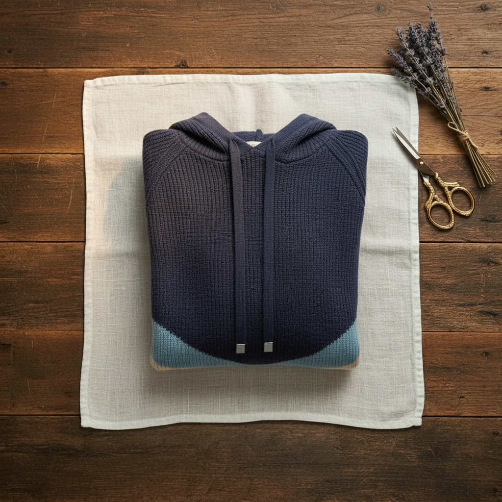 Catherine – Color-Block Knit Hooded Sweater