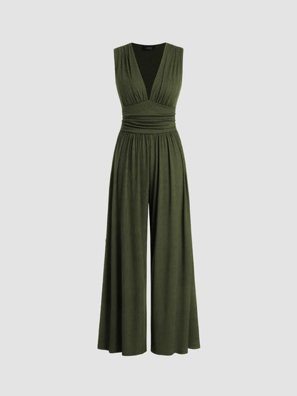 Priscilla – Wide Leg V Neckline Jumpsuit
