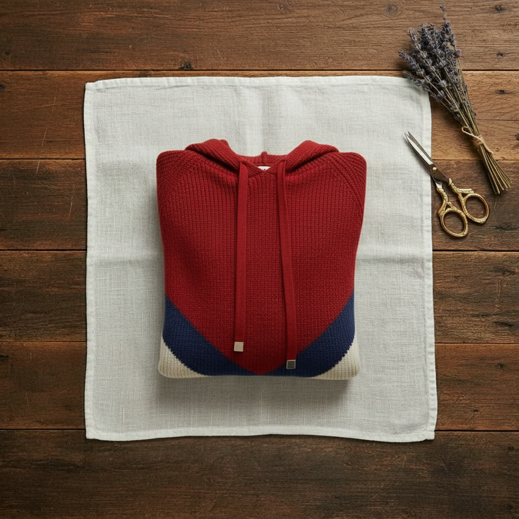 Catherine – Color-Block Knit Hooded Sweater