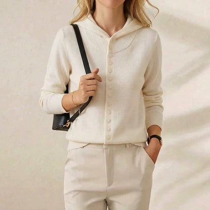 Rebecca – Hooded Button-Front Knit Cardigan