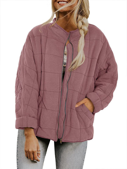 Sharon – Quilted Zip-Front Bomber Jacket