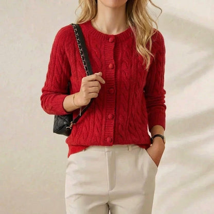 Marcella – Cable Knit Button-Front Cardigan