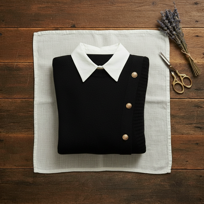 Kate – Knit Vest with Gold Button Detail