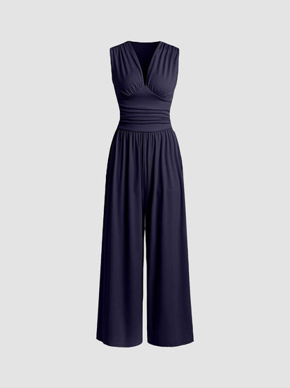 Priscilla – Wide Leg V Neckline Jumpsuit