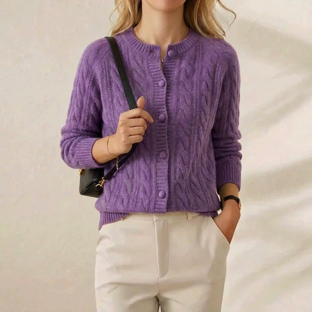 Marcella – Cable Knit Button-Front Cardigan