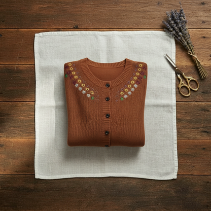 Earlene – Embroidered Floral Knit Cardigan
