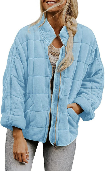 Sharon – Quilted Zip-Front Bomber Jacket