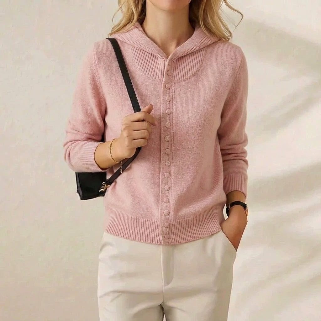 Rebecca – Hooded Button-Front Knit Cardigan
