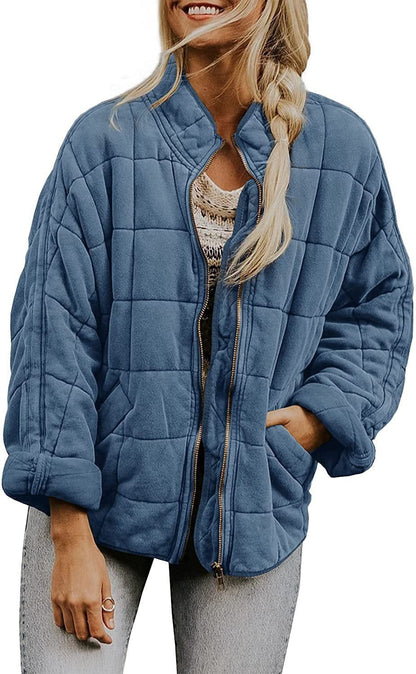 Sharon – Quilted Zip-Front Bomber Jacket