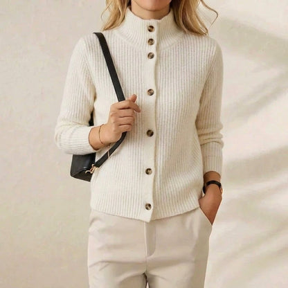 Cherie – Ribbed Button-Up Knit Cardigan