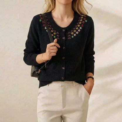 Earlene – Embroidered Floral Knit Cardigan