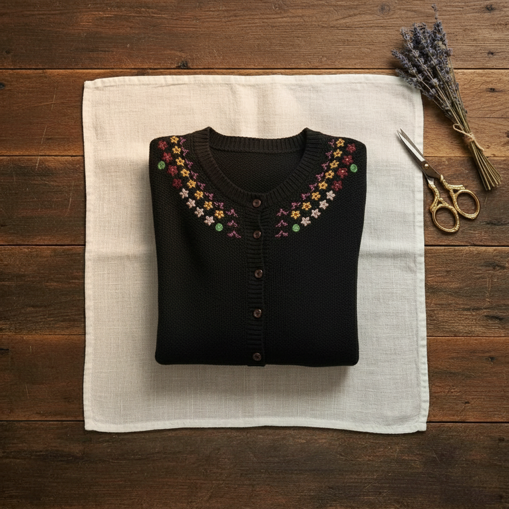 Earlene – Embroidered Floral Knit Cardigan