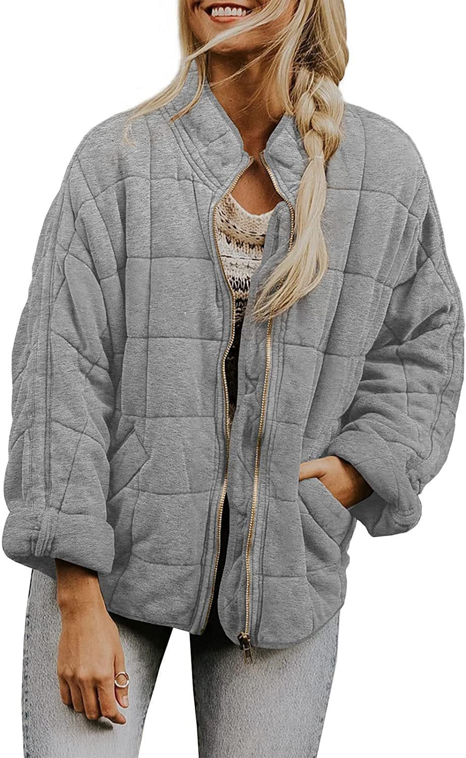 Sharon – Quilted Zip-Front Bomber Jacket