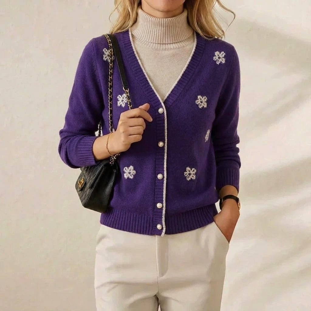 Rosa – Floral Embroidered V-Neck Cardigan