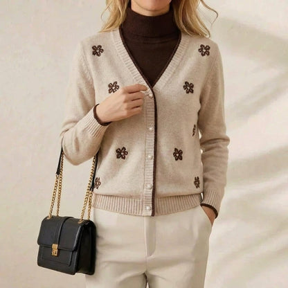 Rosa – Floral Embroidered V-Neck Cardigan