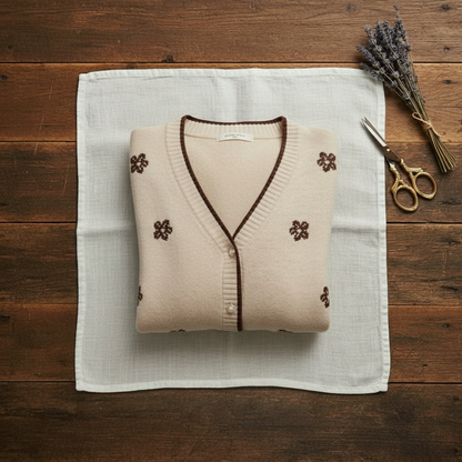 Rosa – Floral Embroidered V-Neck Cardigan