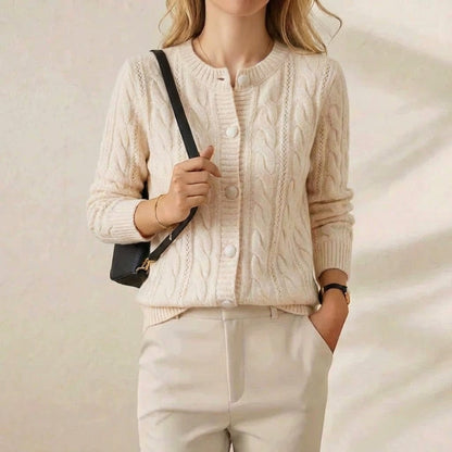 Marcella – Cable Knit Button-Front Cardigan