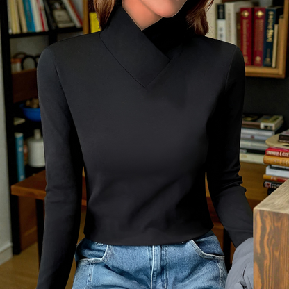 Rebecca – Elegant High-Neck Long Sleeve Top