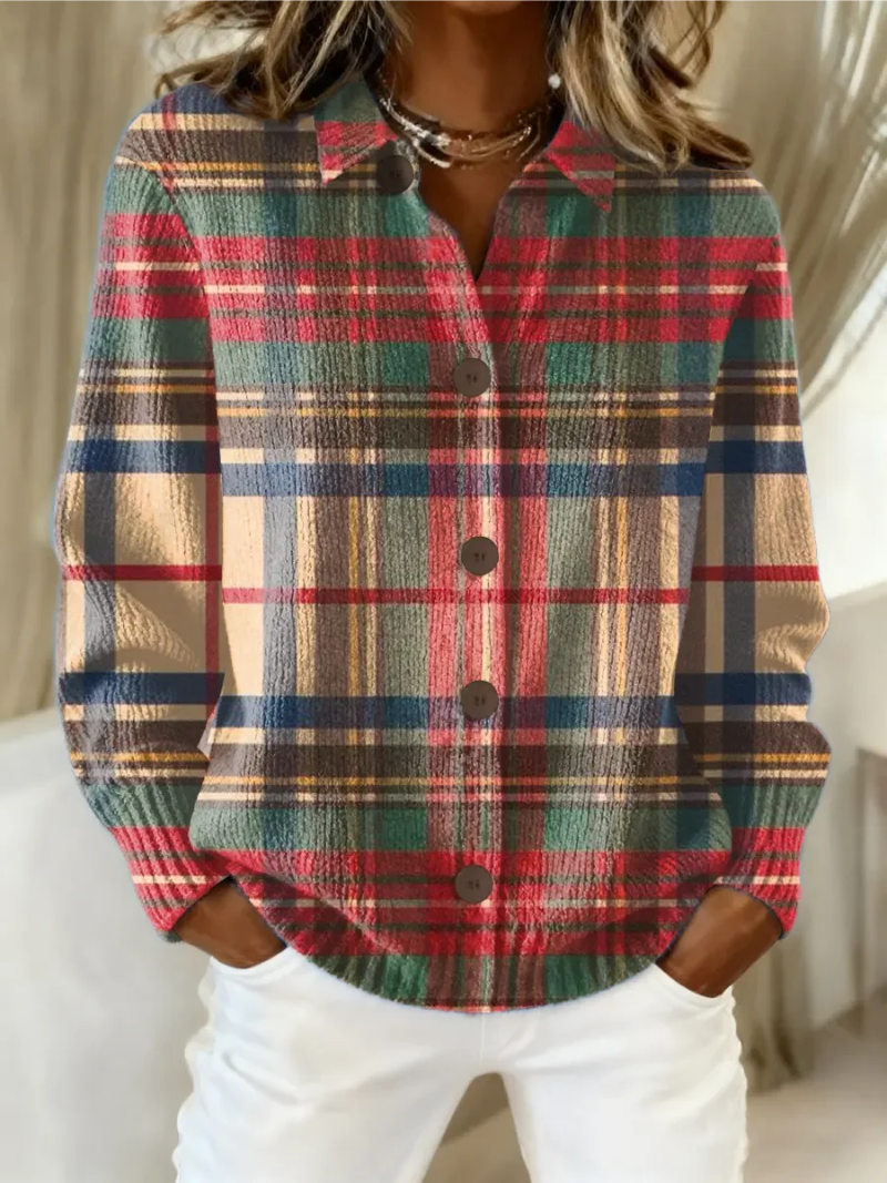 Amanda – Plaid Button-Up Collared Shirt