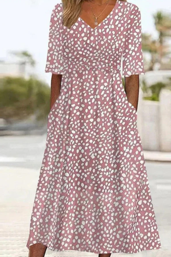 Thelma – Tummy Covering Spot Print Midi Dress