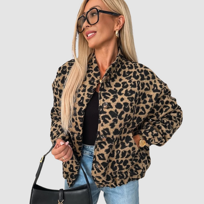 Vonda – Leopard Print Button-Up Jacket