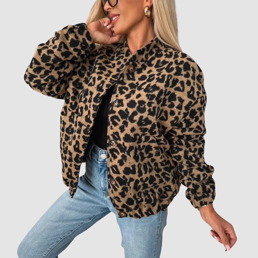 Vonda – Leopard Print Button-Up Jacket