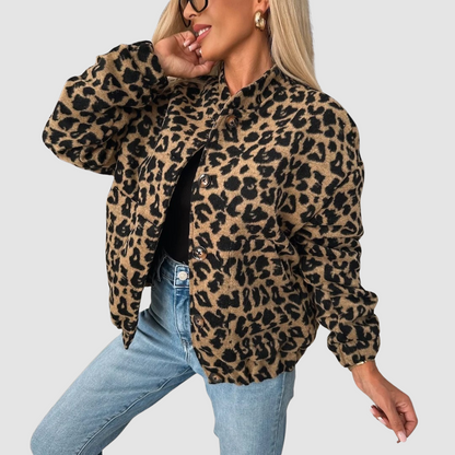Vonda – Leopard Print Button-Up Jacket