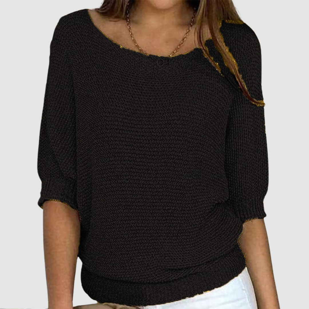 Priscilla – Relaxed Knit Top with Batwing Sleeves