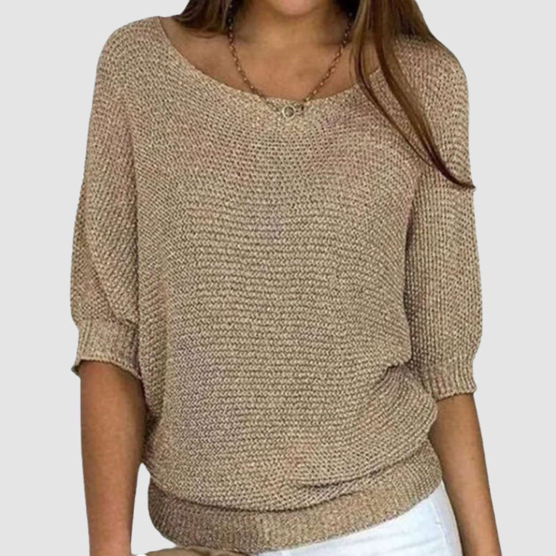 Priscilla – Relaxed Knit Top with Batwing Sleeves
