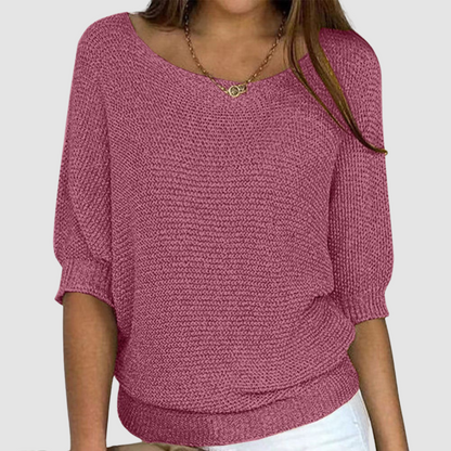 Priscilla – Relaxed Knit Top with Batwing Sleeves