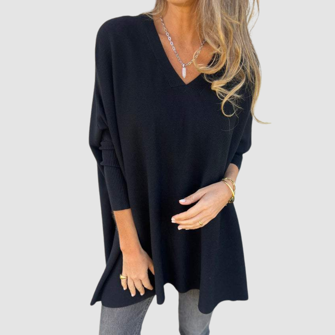 Natalia – Oversized V-Neck Knit Sweater
