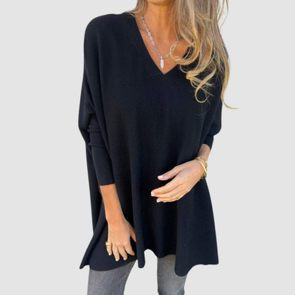 Natalia – Oversized V-Neck Knit Sweater