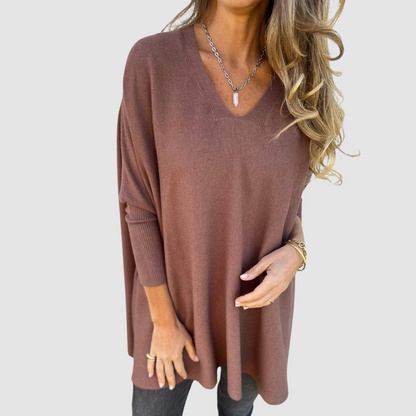 Natalia – Oversized V-Neck Knit Sweater