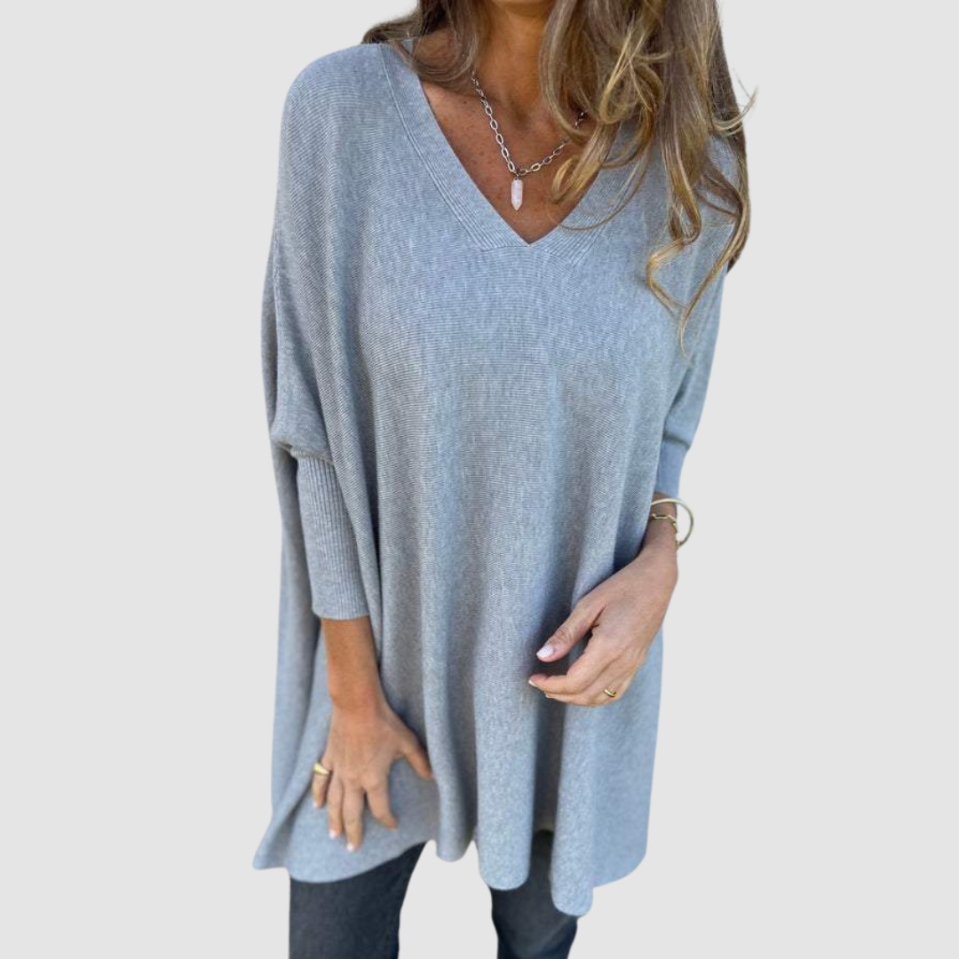 Natalia – Oversized V-Neck Knit Sweater