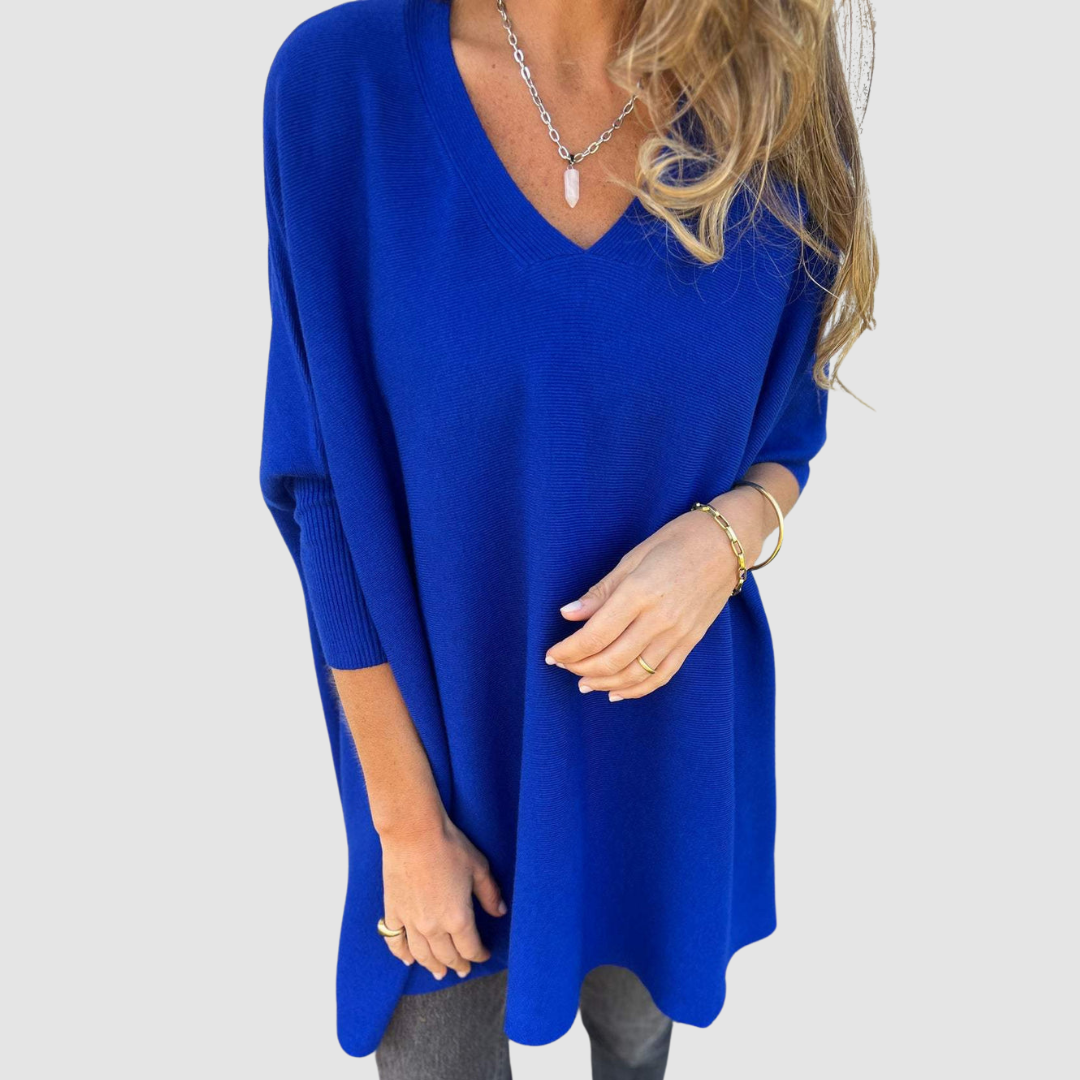 Natalia – Oversized V-Neck Knit Sweater