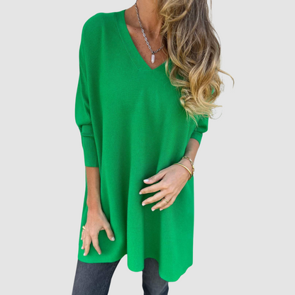 Natalia – Oversized V-Neck Knit Sweater