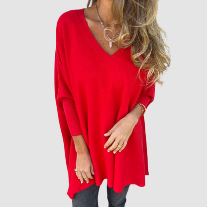 Natalia – Oversized V-Neck Knit Sweater