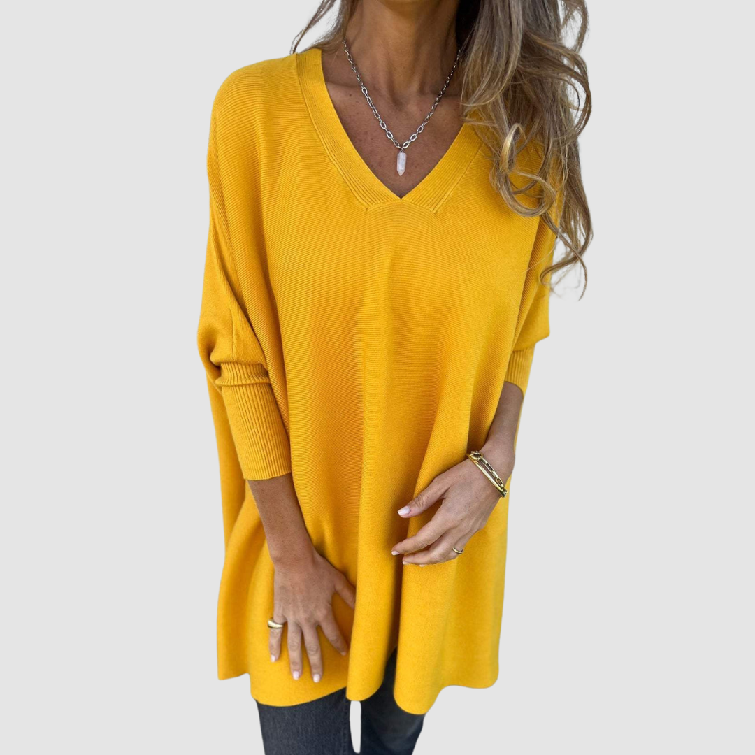 Natalia – Oversized V-Neck Knit Sweater