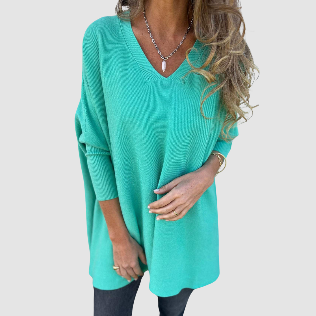 Natalia – Oversized V-Neck Knit Sweater