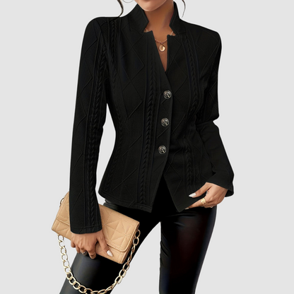 Sheila – Textured Knit Button-Front Cardigan