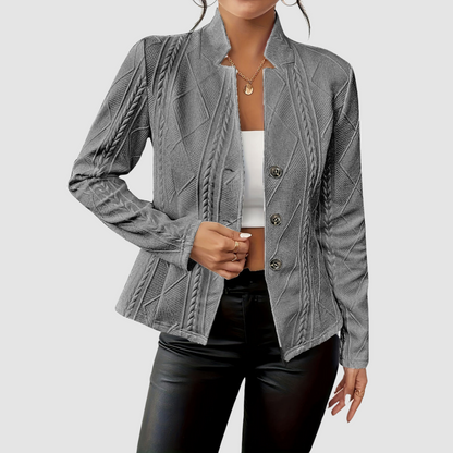 Sheila – Textured Knit Button-Front Cardigan