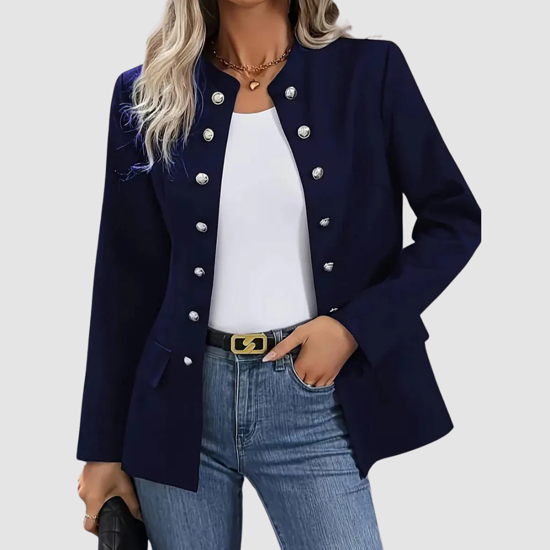 Laura – Double-Breasted Military Button Blazer