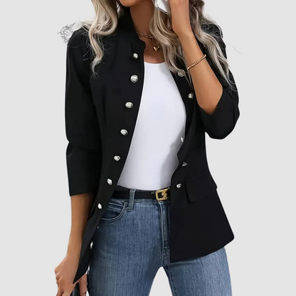 Laura – Double-Breasted Military Button Blazer