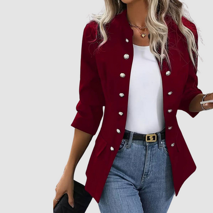 Laura – Double-Breasted Military Button Blazer