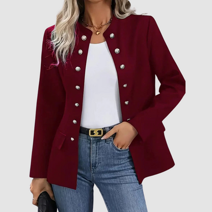 Laura – Double-Breasted Military Button Blazer