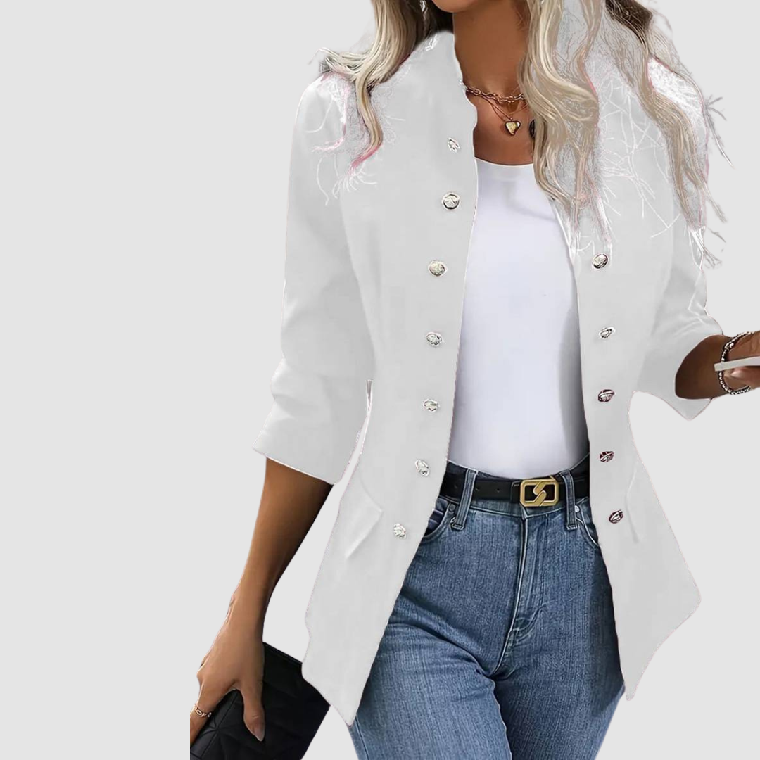 Laura – Double-Breasted Military Button Blazer