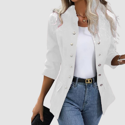 Laura – Double-Breasted Military Button Blazer