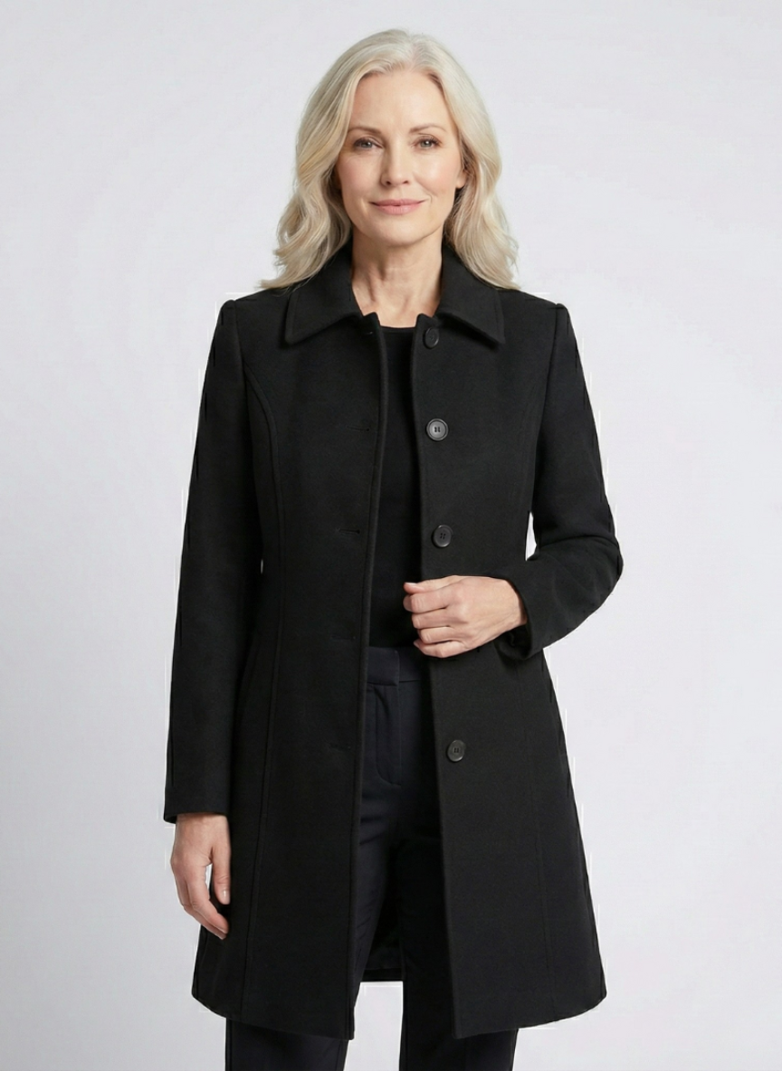 Yvonne – Tailored Button-Front Elegant Coat