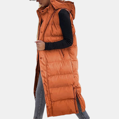 Florence – Longline Hooded Quilted Puffer Vest