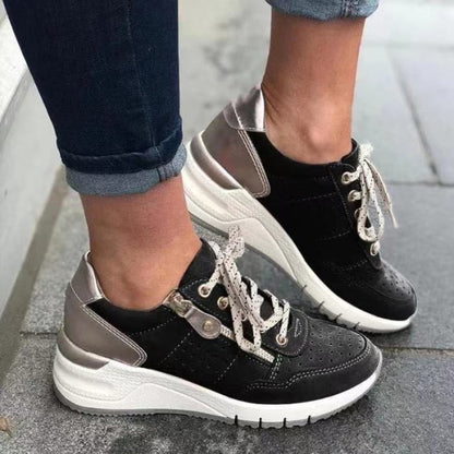 Vanessa – Lace-Up Wedge Sneakers with Zip Detail